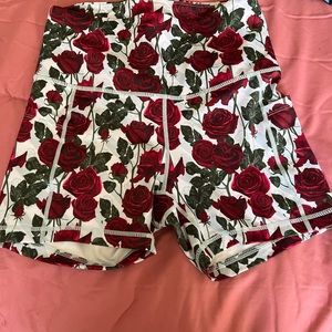 Feed Me Fight Me roses workout shorts, medium